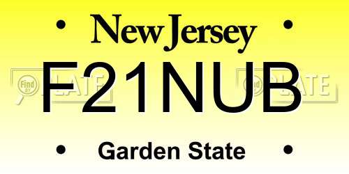 F21NUB New Jersey License Plate