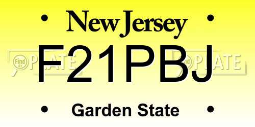 F21PBJ New Jersey License Plate