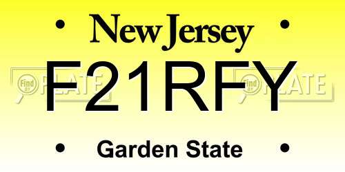 F21RFY New Jersey License Plate