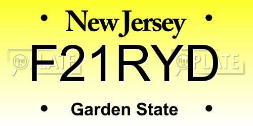 F21RYD New Jersey License Plate
