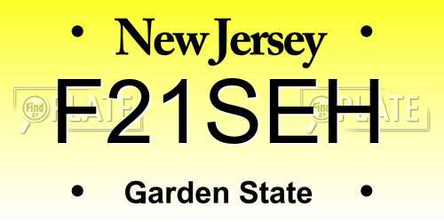 F21SEH New Jersey License Plate
