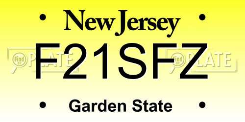 F21SFZ New Jersey License Plate