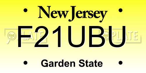 F21UBU New Jersey License Plate