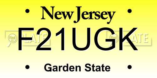 F21UGK New Jersey License Plate