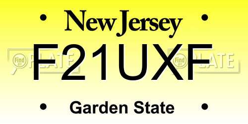 F21UXF New Jersey License Plate
