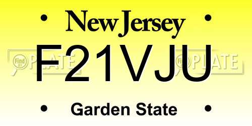 F21VJU New Jersey License Plate
