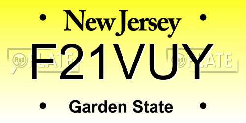 F21VUY New Jersey License Plate