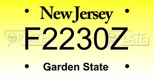 F2230Z New Jersey License Plate