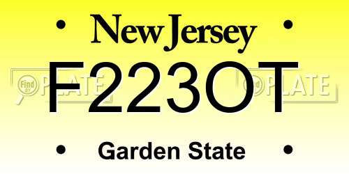 F223OT New Jersey License Plate