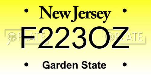 F223OZ New Jersey License Plate