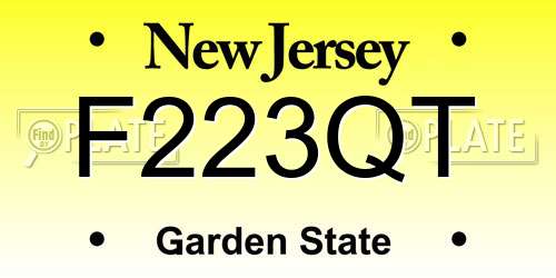 F223QT New Jersey License Plate