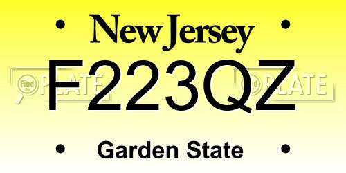 F223QZ New Jersey License Plate