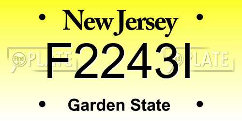 F2243I New Jersey License Plate