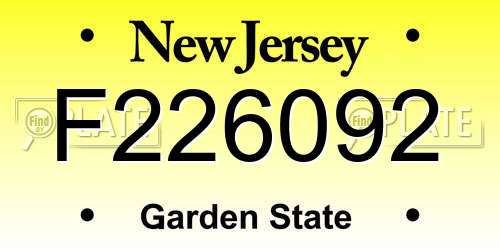 F226092 New Jersey License Plate