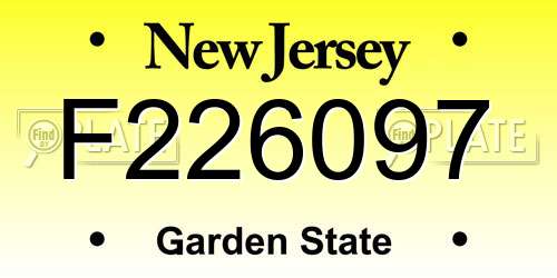 F226097 New Jersey License Plate
