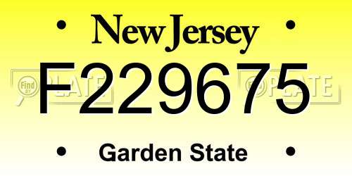 F229675 New Jersey License Plate