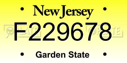 F229678 New Jersey License Plate