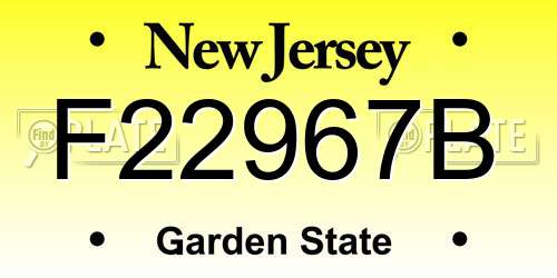 F22967B New Jersey License Plate