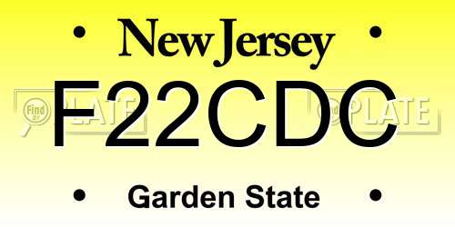 F22CDC New Jersey License Plate