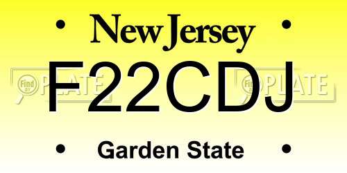 F22CDJ New Jersey License Plate