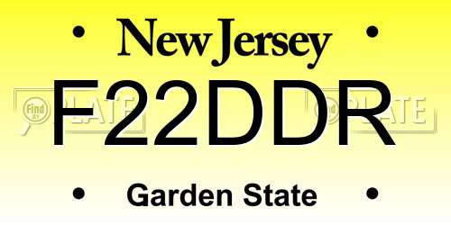 F22DDR New Jersey License Plate