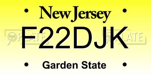 F22DJK New Jersey License Plate