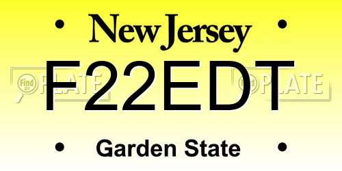 F22EDT New Jersey License Plate