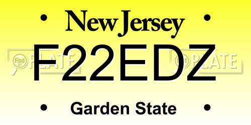 F22EDZ New Jersey License Plate