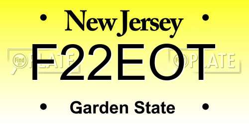 F22EOT New Jersey License Plate