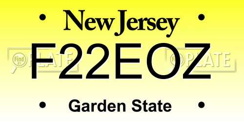 F22EOZ New Jersey License Plate