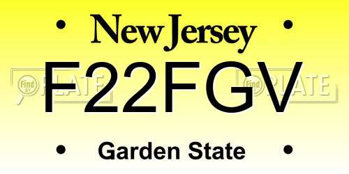 F22FGV New Jersey License Plate