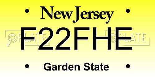 F22FHE New Jersey License Plate