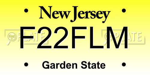 F22FLM New Jersey License Plate