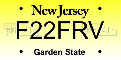 F22FRV New Jersey License Plate