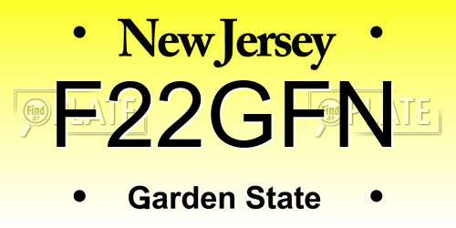 F22GFN New Jersey License Plate