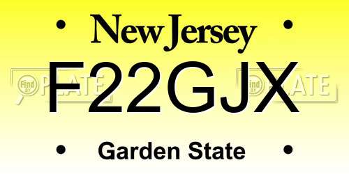 F22GJX New Jersey License Plate