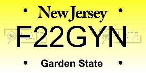 F22GYN New Jersey License Plate