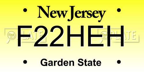 F22HEH New Jersey License Plate