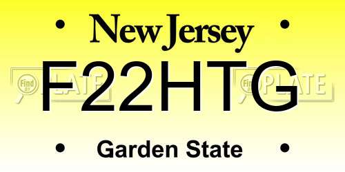 F22HTG New Jersey License Plate
