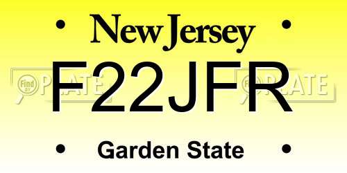 F22JFR New Jersey License Plate