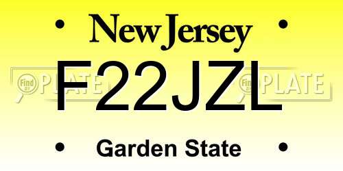 F22JZL New Jersey License Plate