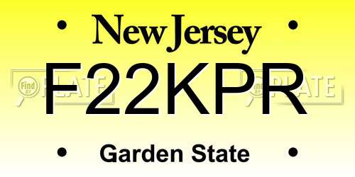 F22KPR New Jersey License Plate