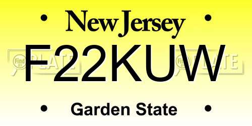 F22KUW New Jersey License Plate