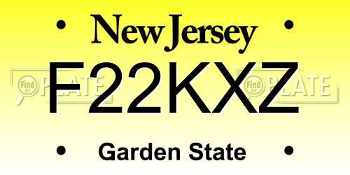 F22KXZ New Jersey License Plate