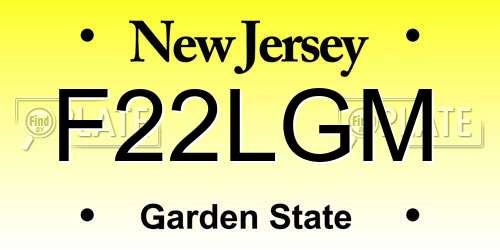 F22LGM New Jersey License Plate