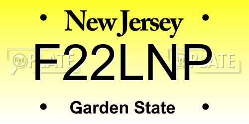 F22LNP New Jersey License Plate