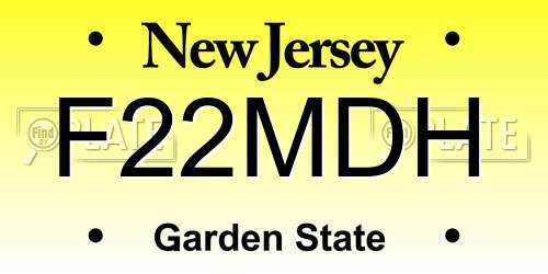 F22MDH New Jersey License Plate