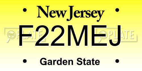 F22MEJ New Jersey License Plate
