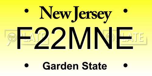 F22MNE New Jersey License Plate