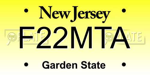 F22MTA New Jersey License Plate
